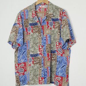 Alia Women's Multicolor Button Up Short Sleeve Hawaiian Floral Print Blouses 20W